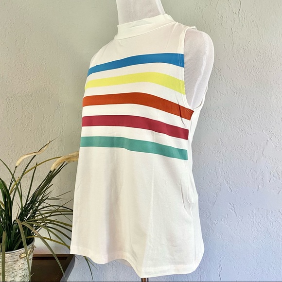 NWT Ginger G Rainbow Stripe Mockneck Tank - Picture 5 of 13